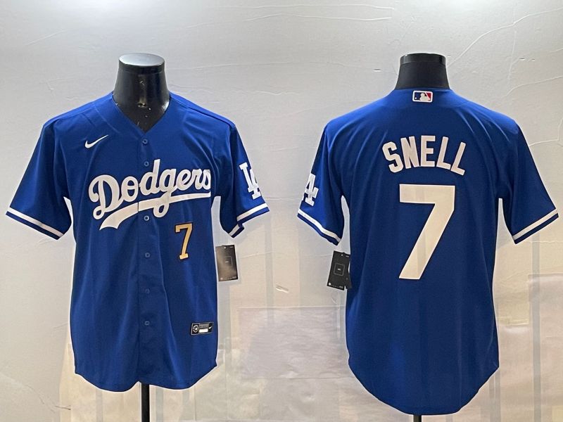 Men Los Angeles Dodgers #7 Snell Blue Game 2024 Nike MLB Jersey style 01154